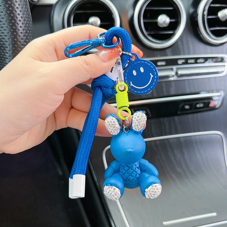 Wholesale Rope Diamond Candy Color Plaster Rabbit Keychains